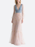 Blue and Pink Tulle Gown Formal Dress