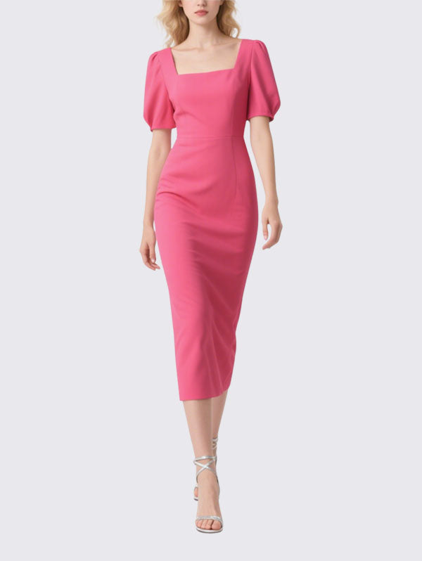 Women's Square Neck Elegant Short Sleeve Dress