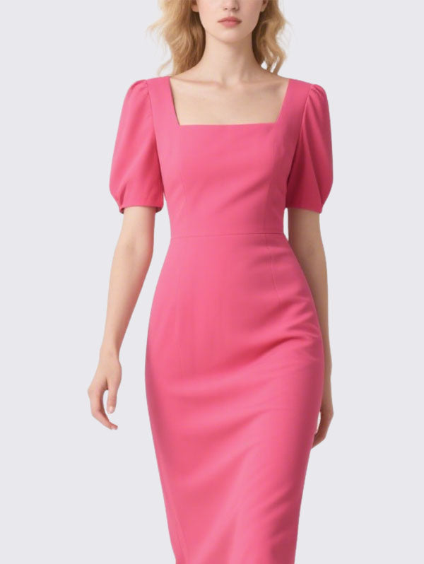 Women's Square Neck Elegant Short Sleeve Dress