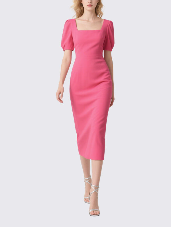 Women's Square Neck Elegant Short Sleeve Dress