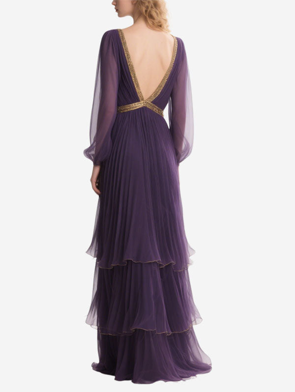 Purple Chiffon Gown Elegant Formal Wear