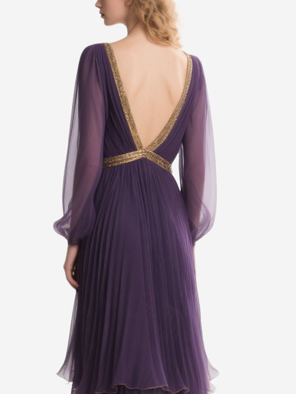 Purple Chiffon Gown Elegant Formal Wear