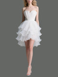 White Strapless Tulle High Low Cocktail Dress