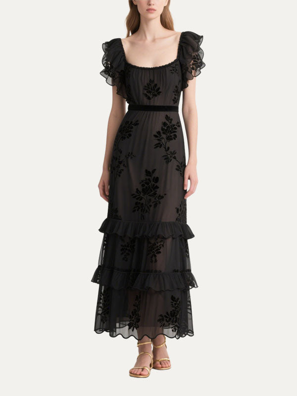 Women's Floral Ruffle Short Sleeve Dress