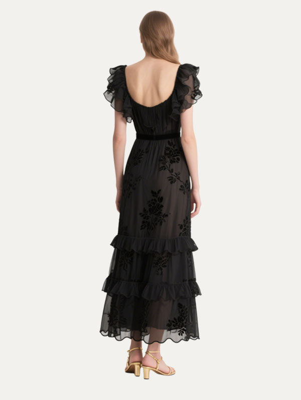 Women's Floral Ruffle Short Sleeve Dress