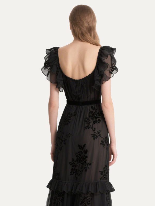 Women's Floral Ruffle Short Sleeve Dress