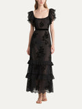 Women's Floral Ruffle Short Sleeve Dress