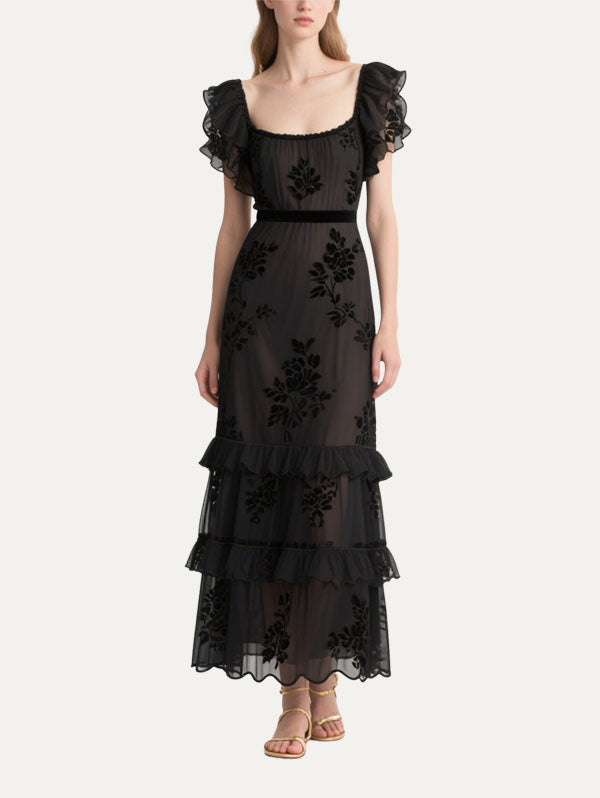 Women's Floral Ruffle Short Sleeve Dress