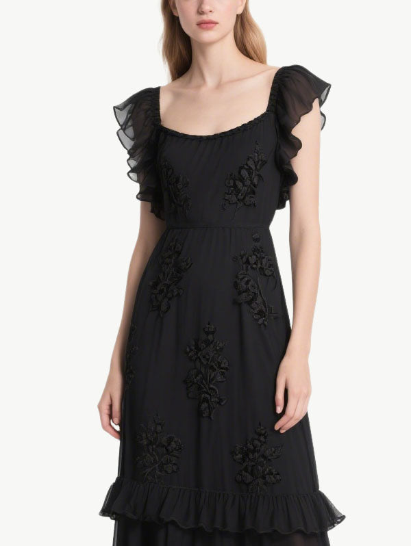 Women's Floral High-End Short Sleeve Dress