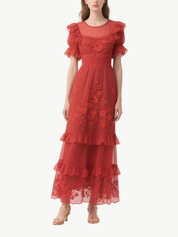 Women's High-End Cascade Short Sleeve Dress