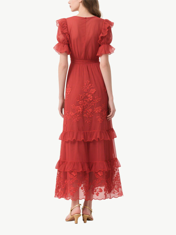 Women's High-End Cascade Short Sleeve Dress