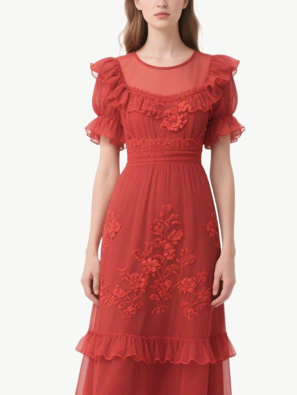 Women's High-End Cascade Short Sleeve Dress