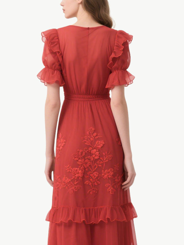 Women's High-End Cascade Short Sleeve Dress