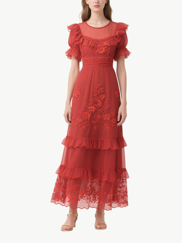 Women's High-End Cascade Short Sleeve Dress
