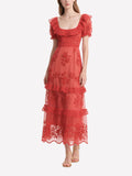 Elegant Cascade Women's Short Sleeve Dress