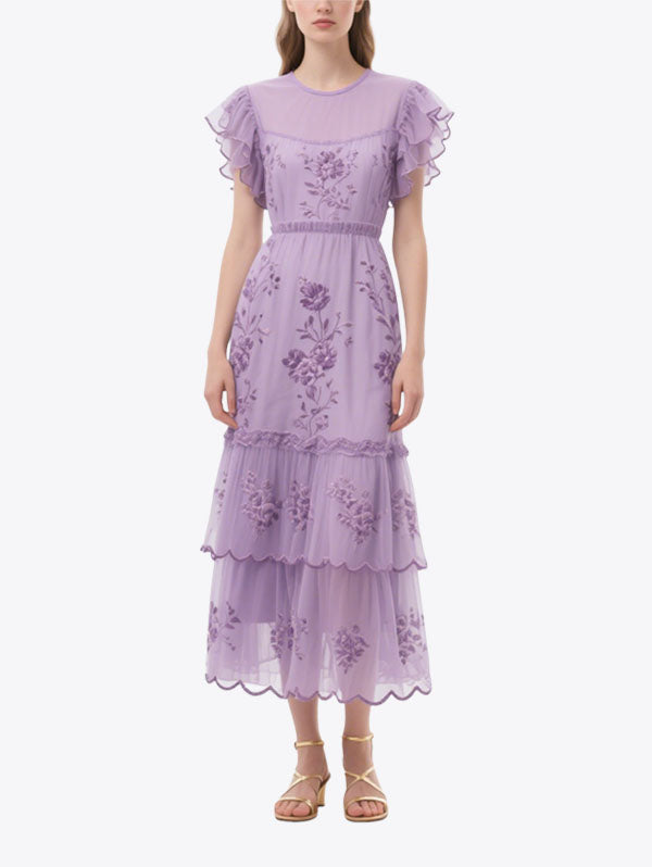 Women's Retro Floral Short Sleeve Dress