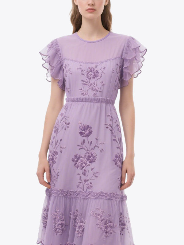 Women's Retro Floral Short Sleeve Dress