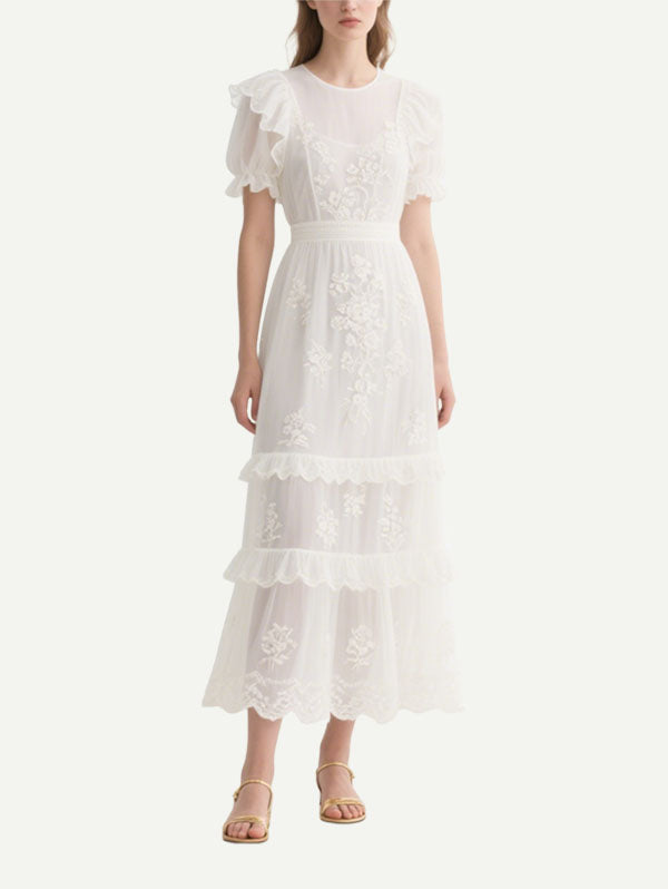 Women's Fashion Cascade Short Sleeve Dress