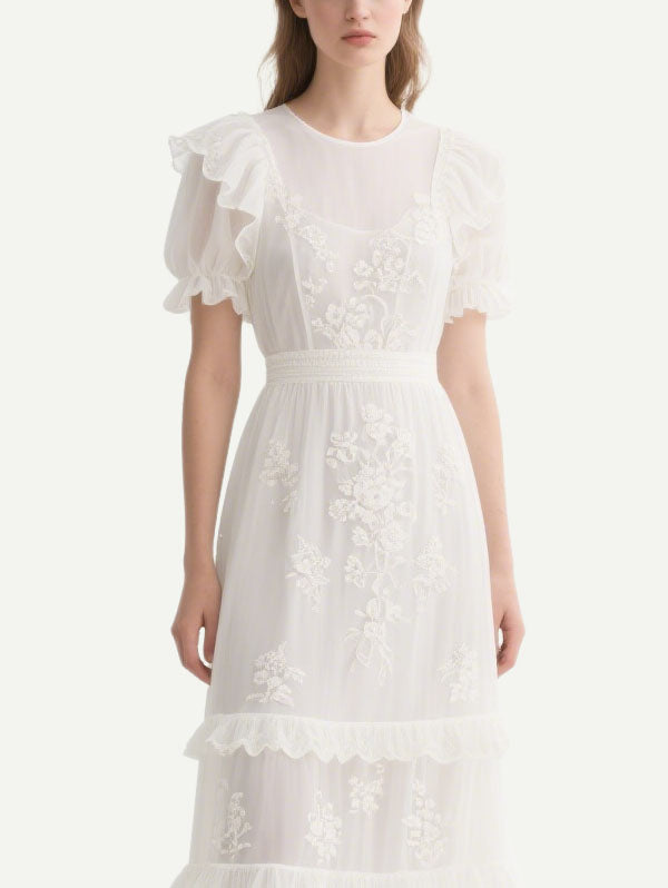 Women's Fashion Cascade Short Sleeve Dress