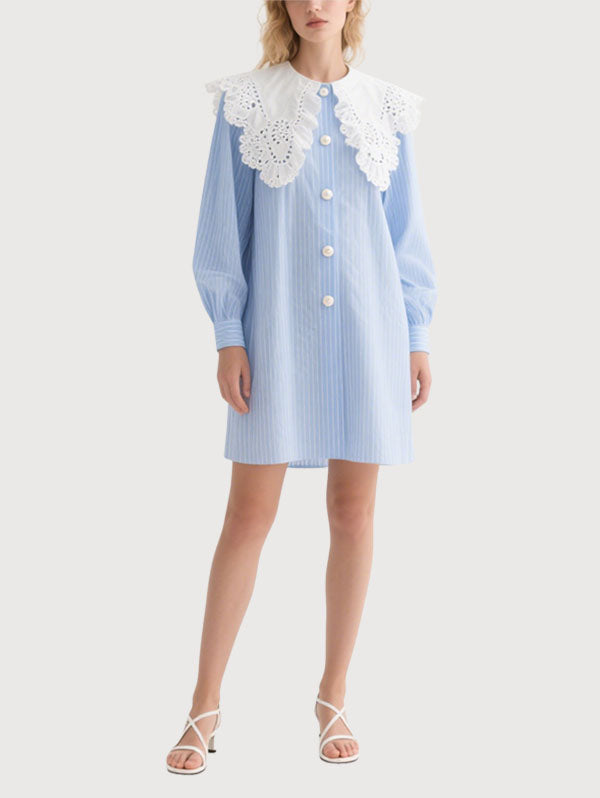 Striped Comfortable Dress Women's Long Sleeve Dress