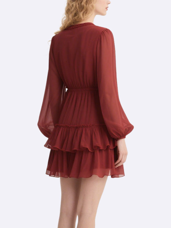 Women's Ruffle Hem Long Sleeve Dress