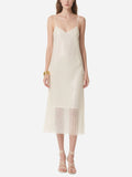 White Sequin Fringe Slip Midi Dress Women's Glamorous Party Wear