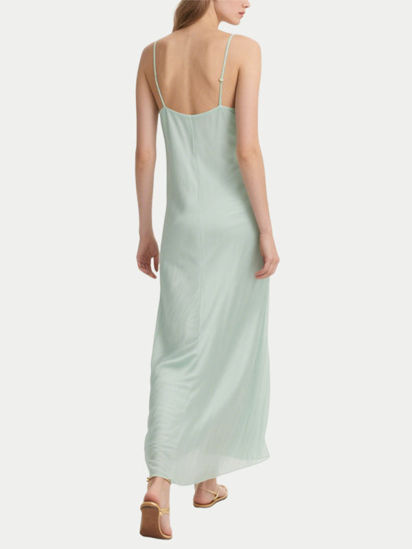 Light Green Ruched Maxi Dress Women's Elegant Evening Outfit
