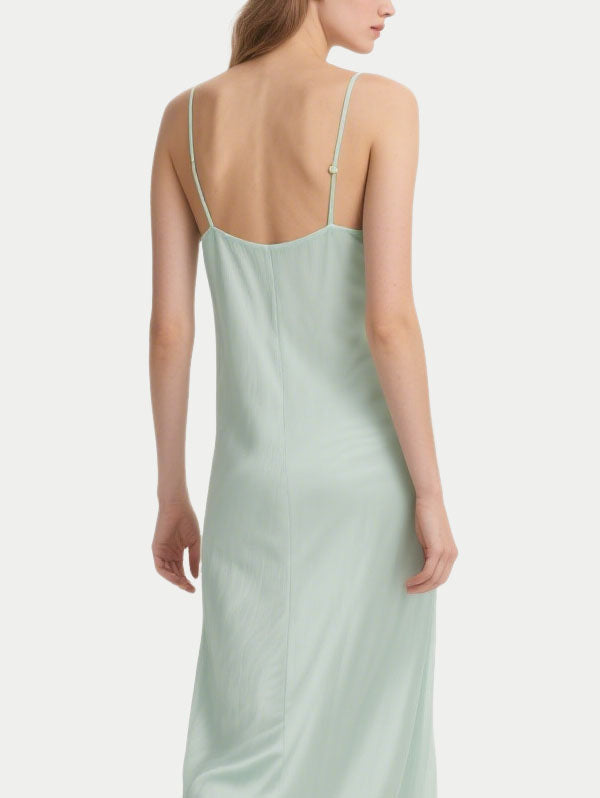 Light Green Ruched Maxi Dress Women's Elegant Evening Outfit