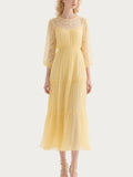 Fresh Lace Splicing Yellow Skirt