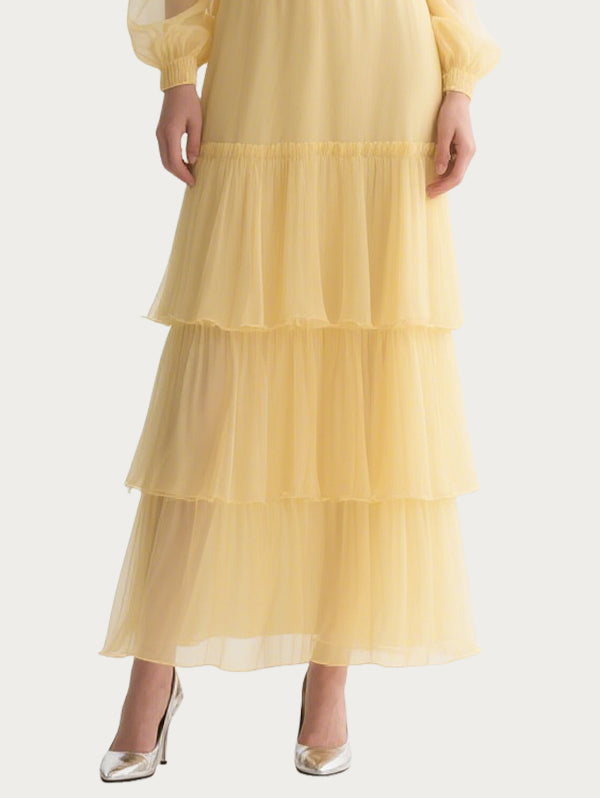 Sexy Hollow Yellow Gauze Skirt