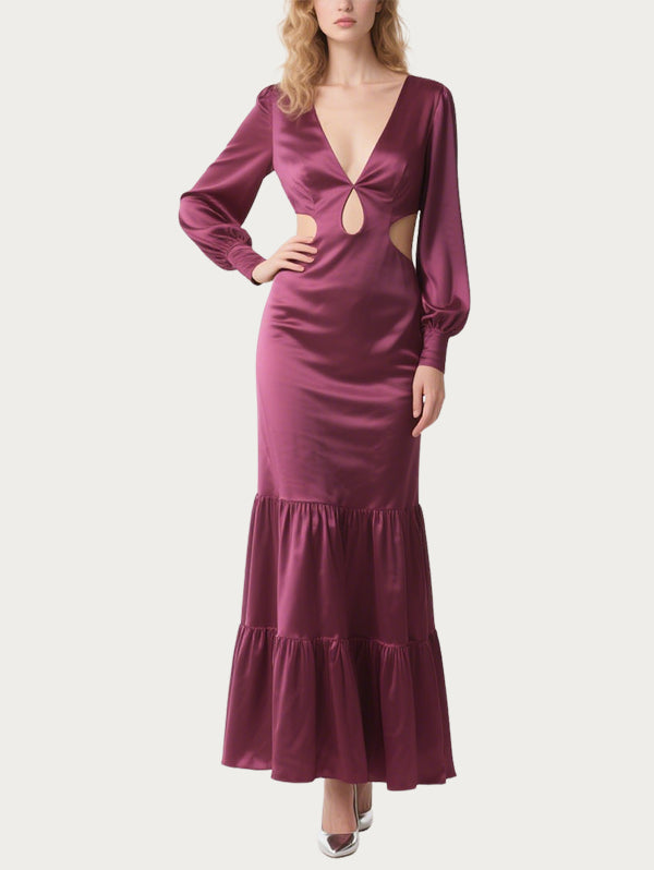 Charming Hollow Purple Satin Skirt