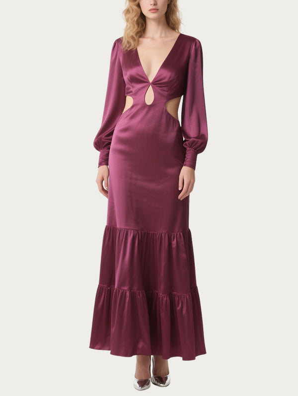 Charming Hollow Purple Satin Skirt