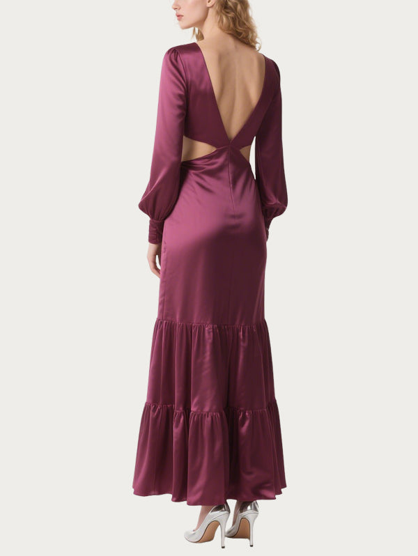 Charming Hollow Purple Satin Skirt