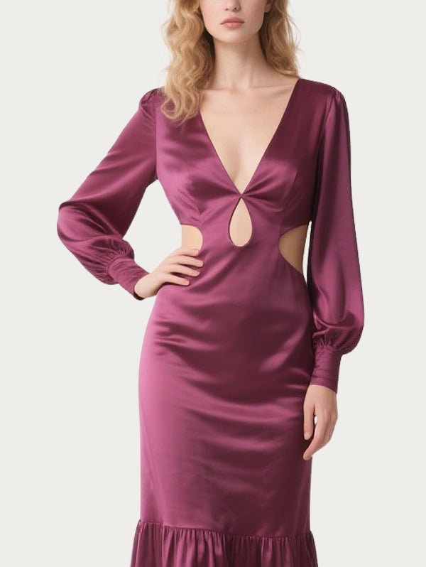 Charming Hollow Purple Satin Skirt