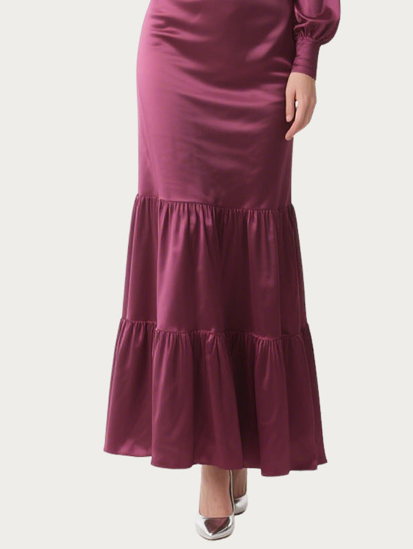 Charming Hollow Purple Satin Skirt
