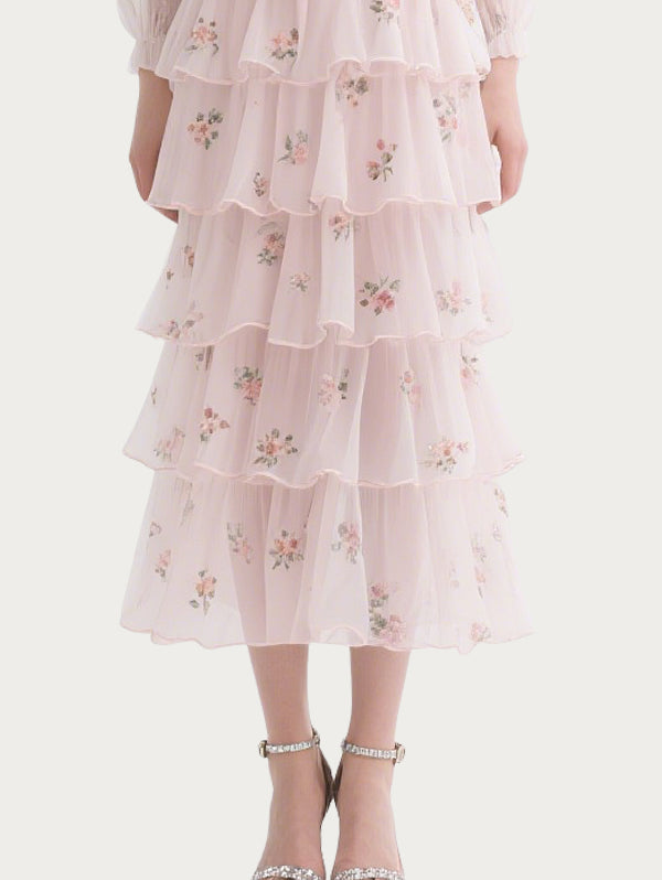 Fresh Printed Pink Gauze Skirt