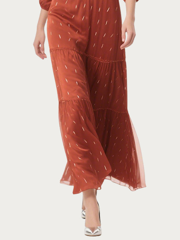 Fashionable Hollow Polka Dot Orange Skirt