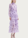 Romantic Printed Purple Gauze Skirt