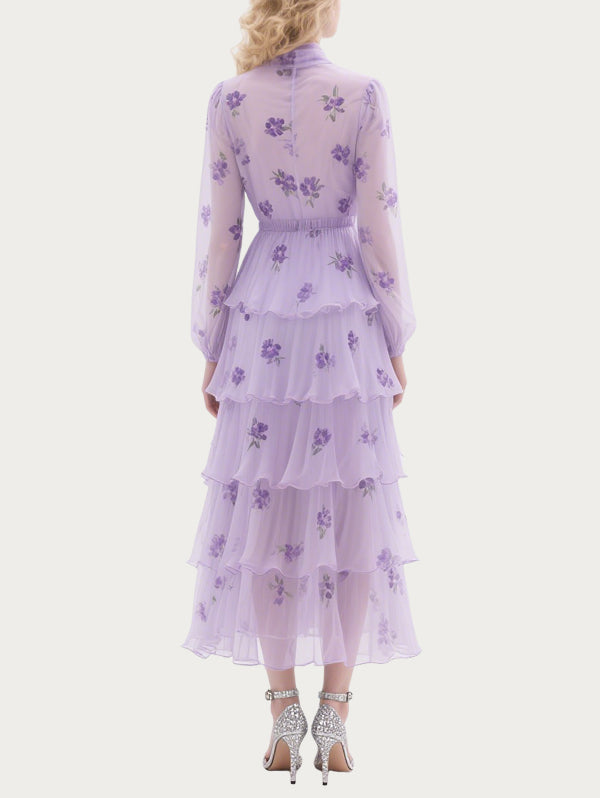 Romantic Printed Purple Gauze Skirt