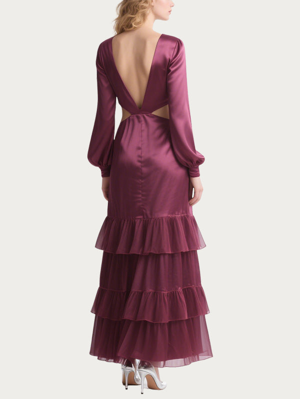 Charming Hollow Satin Purple Skirt
