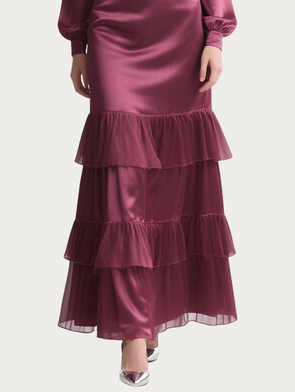 Charming Hollow Satin Purple Skirt