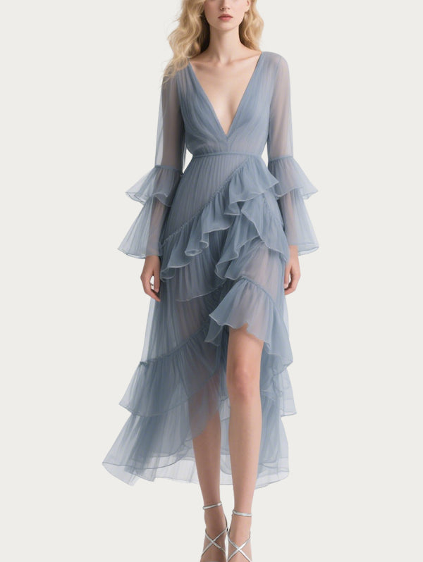 Fairy Asymmetrical Blue Gauze Skirt