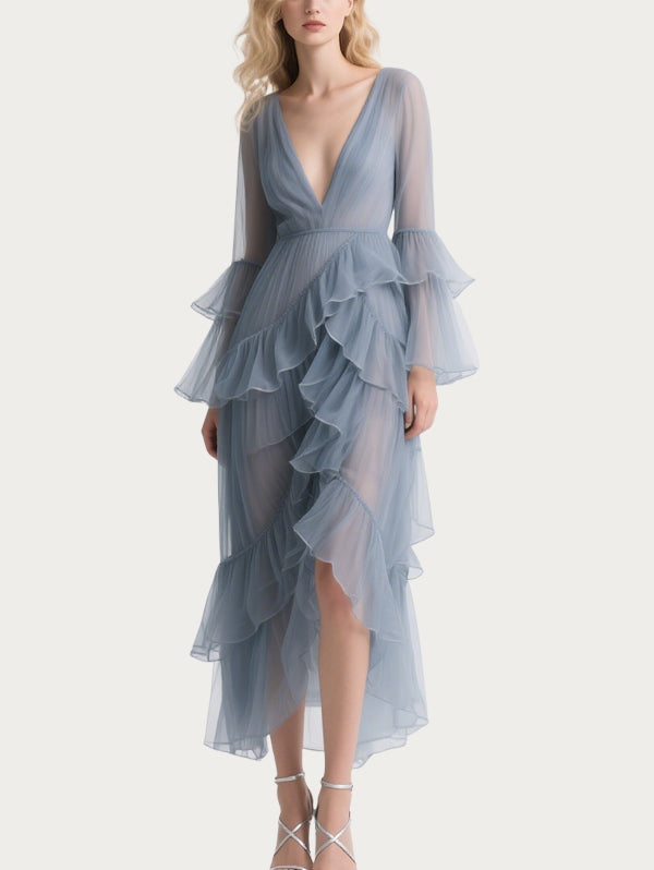 Fairy Asymmetrical Blue Gauze Skirt