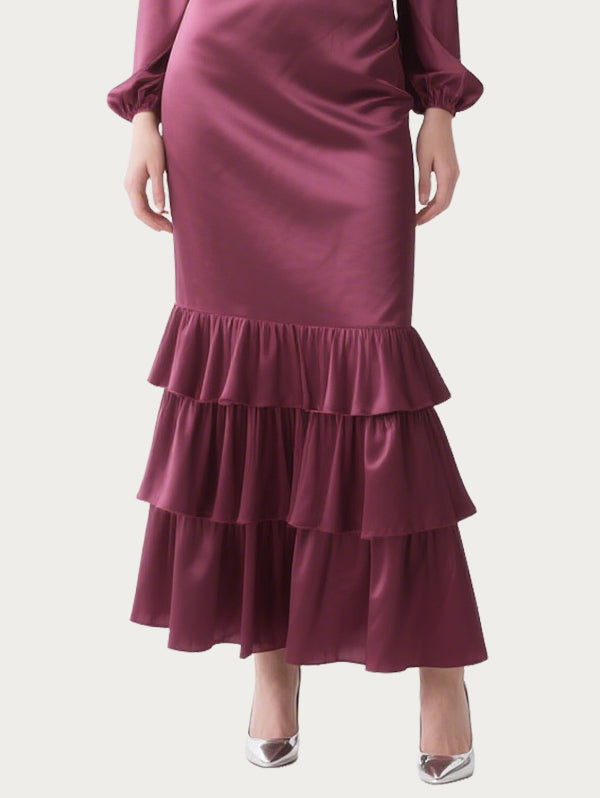 Elegant Embroidered Purple Gauze Skirt
