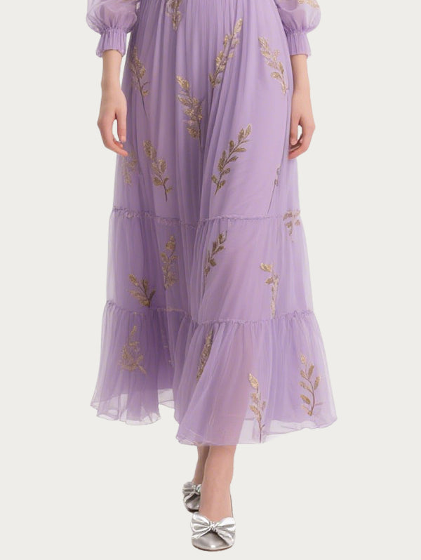 Exquisite Lace Splicing Yellow Skirt