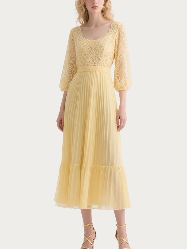 Sexy Deep V Hollow Yellow Skirt