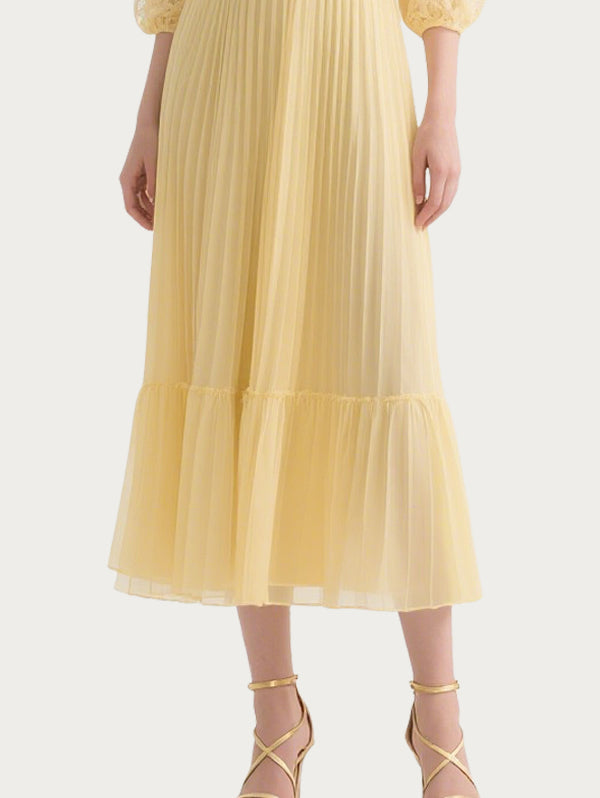 Sexy Deep V Hollow Yellow Skirt