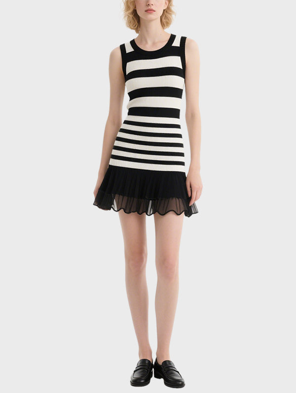 Women's Striped Fashionable Knee Length Dress