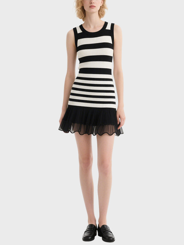 Women's Striped Fashionable Knee Length Dress