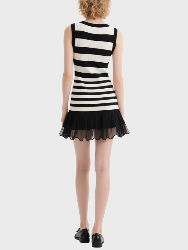 Women's Striped Fashionable Knee Length Dress